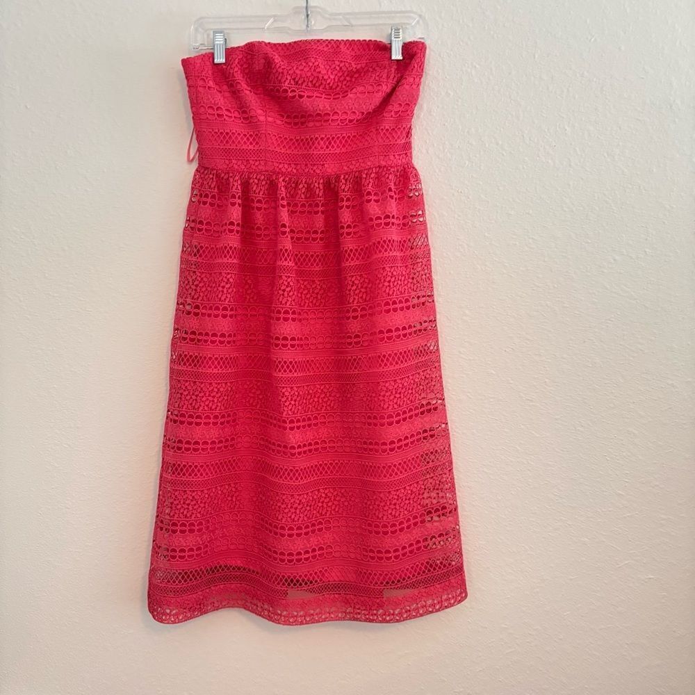 NWT J. Crew Strapless Pink Eyelet Detailed Dress 4